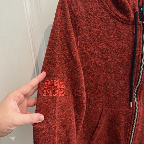 PINK Zip Up Red Hoodie Size Small - Picture 9 of 9